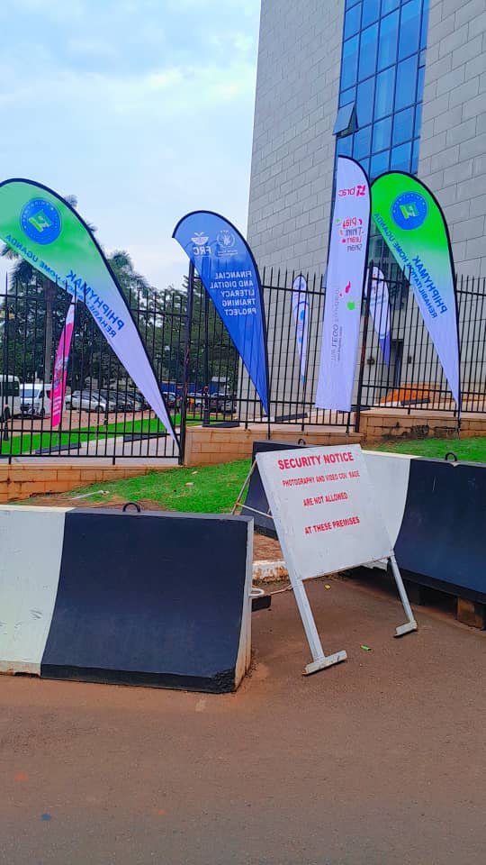 Event banners outside the venue on International Literacy Day