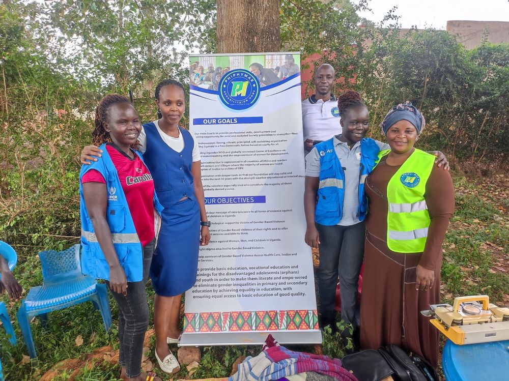 Team members and volunteers standing together at the venue