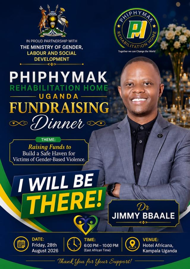 Fundraising Dinner advert featuring Dr Jimmy Bbaale